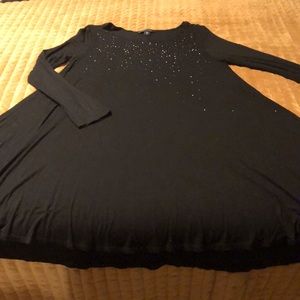 Karen Kane dress.  Rayon/Spandex knit.  Very soft and comfortable.